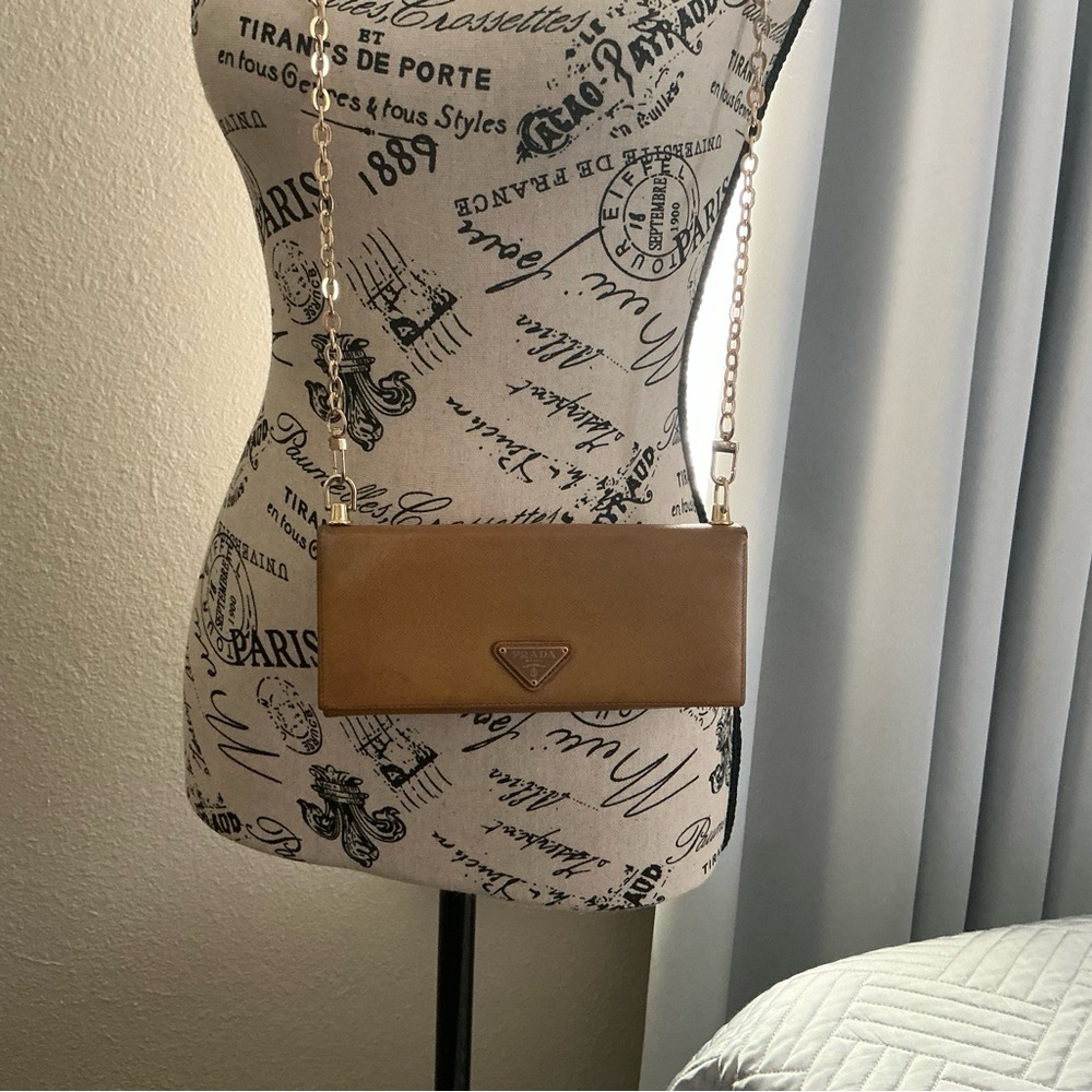 Prada Tan Crossbody Bag with Sleek Minimalist Design
